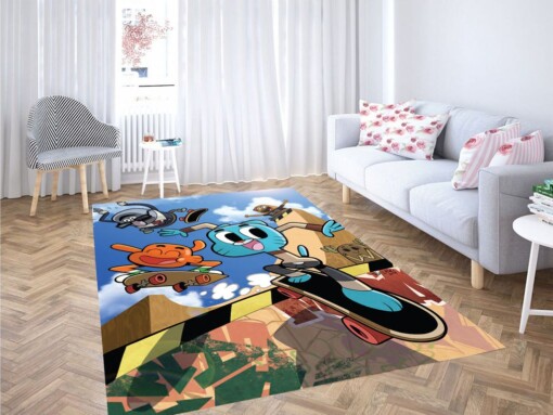 Skateboarding The Amazing World Of Gumball Living Room Modern Carpet Rug