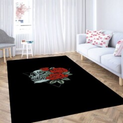 Skull Rose Wallpaper Carpet Rug