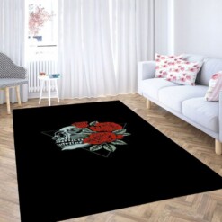 Skull Rose Wallpaper Living Room Modern Carpet Rug