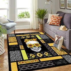 Skull Sunflower Quilt Mk Carpet Area Rug