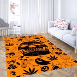 Skull Wallpaper Living Room Modern Carpet Rug