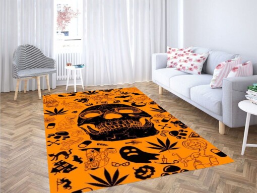 Skull Wallpaper Living Room Modern Carpet Rug