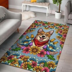 Smiling Corgi Area Rug