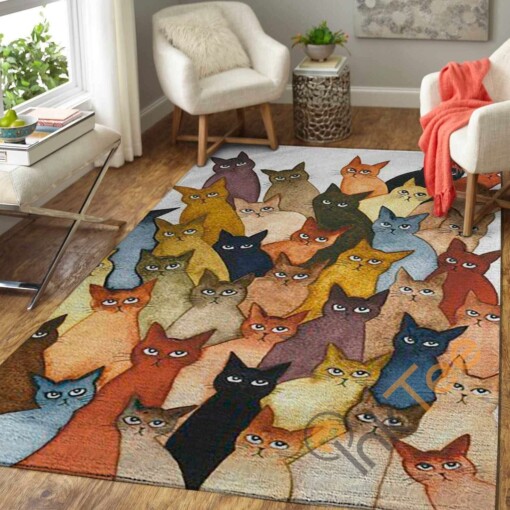 So Many Whimsical Cat Area Rug