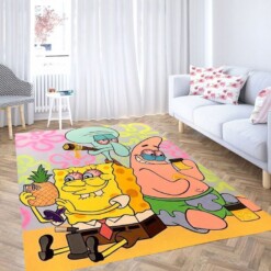 Spongebob Patrick And Squidward Living Room Modern Carpet Rug