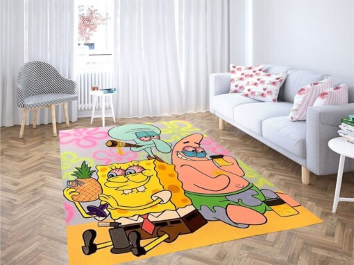 Spongebob Patrick And Squidward Living Room Modern Carpet Rug