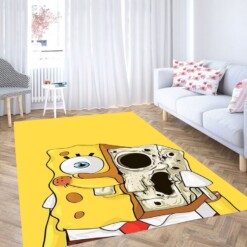 Spongebob Skeleton Face Wallpaper Living Room Modern Carpet Rug