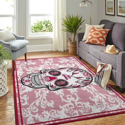St Louis Cardinals Skull Flower Rug  Custom Size And Printing