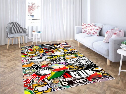 Sticker Bomb Wallpaper Living Room Modern Carpet Rug