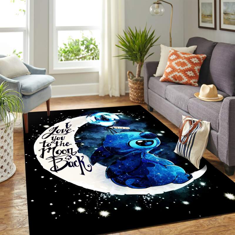 Stitch Moon And Back Cute Carpet Floor Area Rug Home Decor Bedroom Living Room Dcor 4A194B