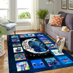 Stitch Moon Love Cute Carpet Area Rug