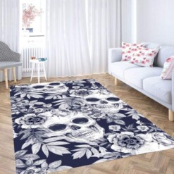 Sugar Skulls And Flowers Carpet Rug