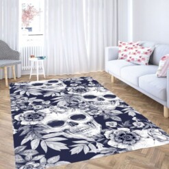 Sugar Skulls And Flowers Living Room Modern Carpet Rug