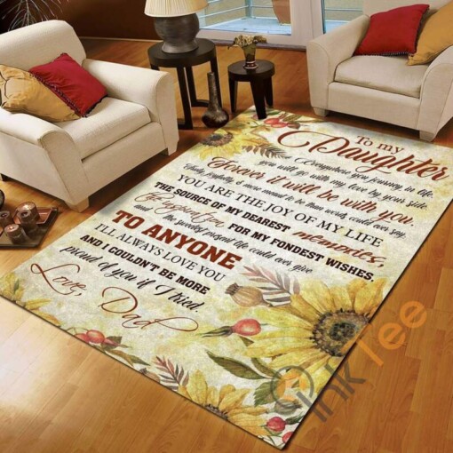 Sunflower To My Daughter From Dad I Will Always Love You Home Decoration Floor Decor Fathers Day Gift Rug