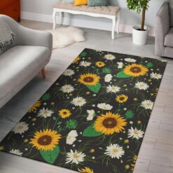 Sunflowers And White Chamomile Flowers Area Rug