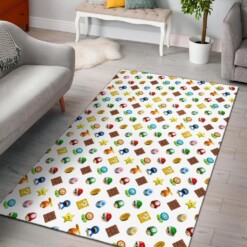 Super Mario Bross Pattern White Area Rug