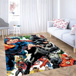 Superman And Batman With Another Character Living Room Modern Carpet Rug