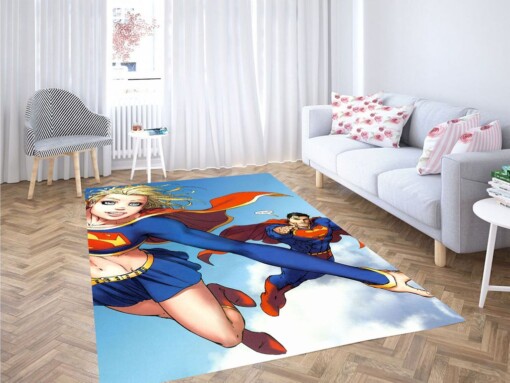 Superman Flying Living Room Modern Carpet Rug