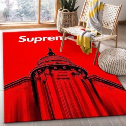 Supreme Red Art Rug  Custom Size And Printing