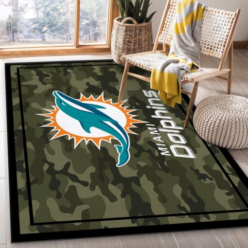 Team Logo Miami Dolphins Rug  Custom Size And Printing