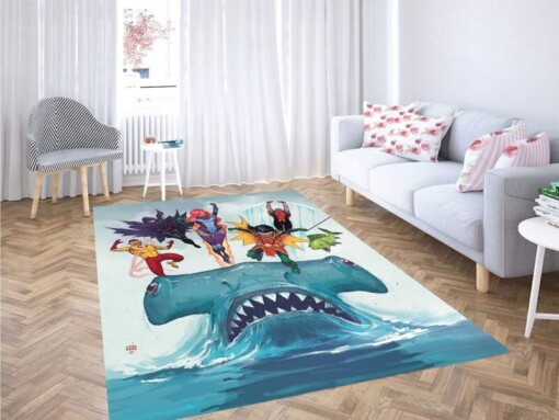 Teen Titans In The Sea Carpet Rug