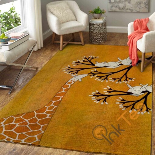 The Giraffe The Bunnies Area Rug