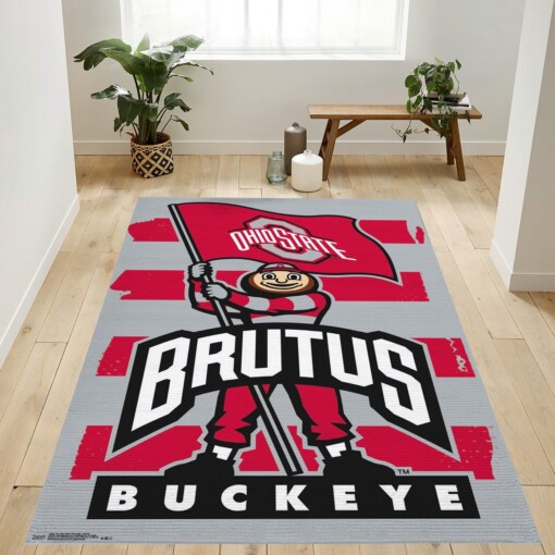 The Ohio State University Buckeyes Brutus Rug  Custom Size And Printing