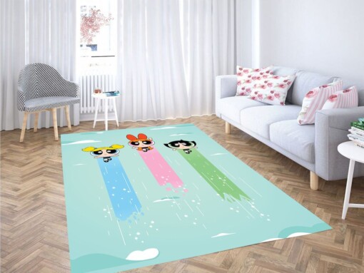 The Powerpuff Girls Flying Living Room Modern Carpet Rug