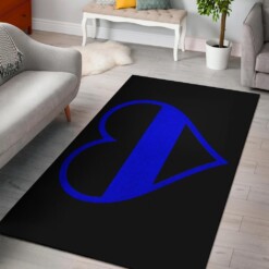 Thin Blue Line Heart Area Rug