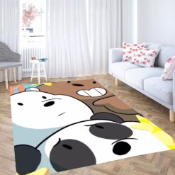 Three We Bare Bears Close Up Carpet Rug