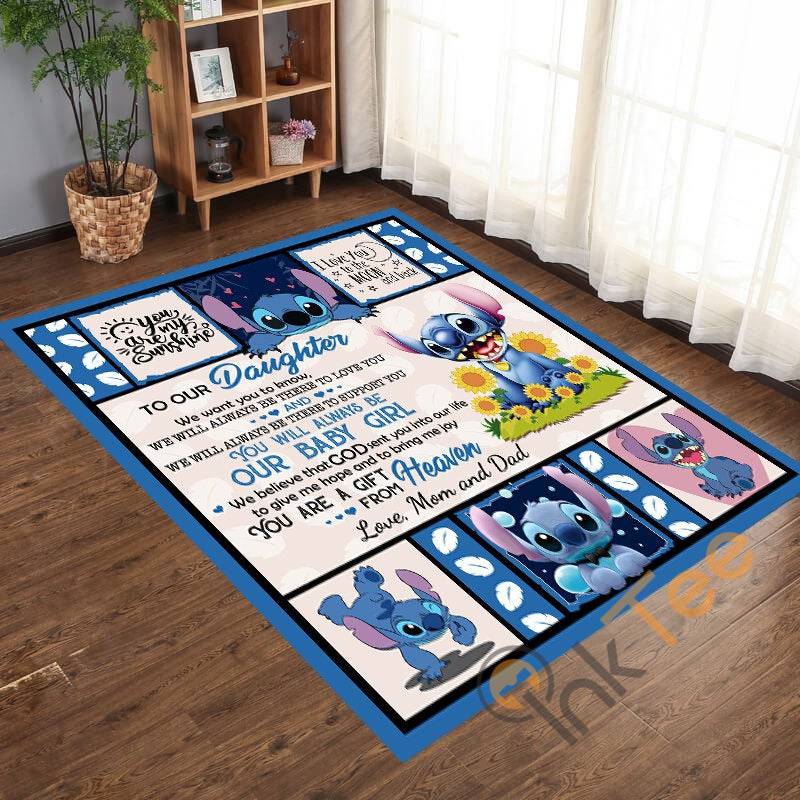 To My Daughter Lilo Stitch Custom Name Disney Living Room Bedroom Gift For Lovers Rug
