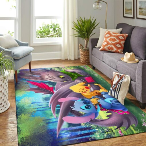 Toothless Stitch Pikachu Carpet Floor Area Rug