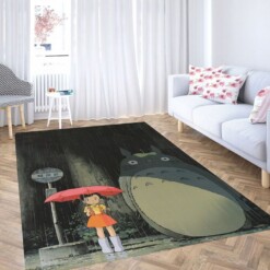 Totoro In The Rain Living Room Modern Carpet Rug