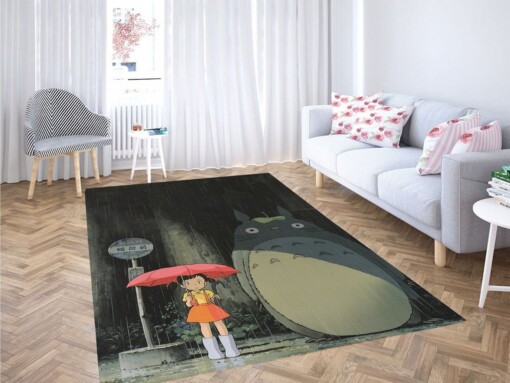 Totoro In The Rain Living Room Modern Carpet Rug