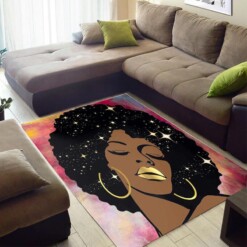 Trendy African Cute American Black Art Afro Lady Design Floor Inspired Home Rug