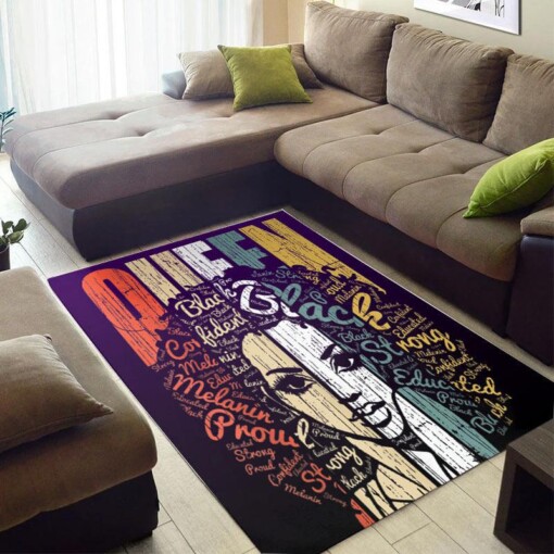 Trendy African Style Fancy Afro American Melanin Girl Queen Themed Living Room Rug