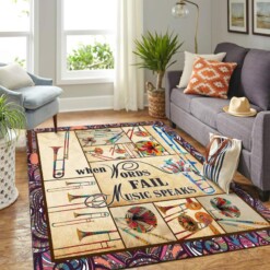 Trombone When Words Fail Music Speaks Quilt Mk Carpet Area Rug