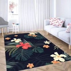 Tropical Flower Wallpaper Carpet Rug