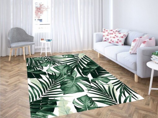 Tropical Jungle Leaves Pattern Living Room Modern Carpet Rug