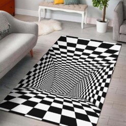 Tunnel Optical Illusion Checkered Flag Area Rug