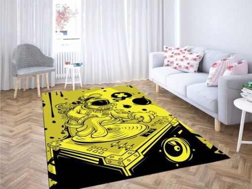 Vector Tekno Yellow Wallpaper Living Room Modern Carpet Rug