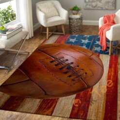 Vintage Soccer On American Flag Area Rug