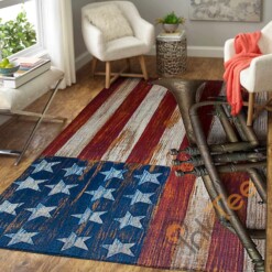 Vintage Trumpet On American Flag Area Rug