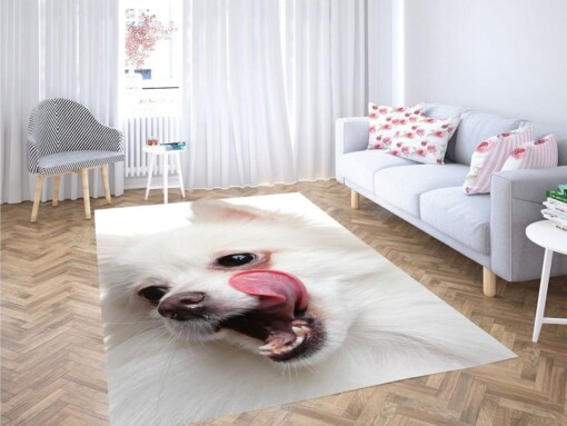 White Dog Living Room Modern Carpet Rug
