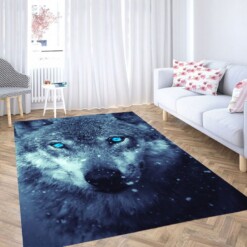 Wolf On A Cold Living Room Modern Carpet Rug