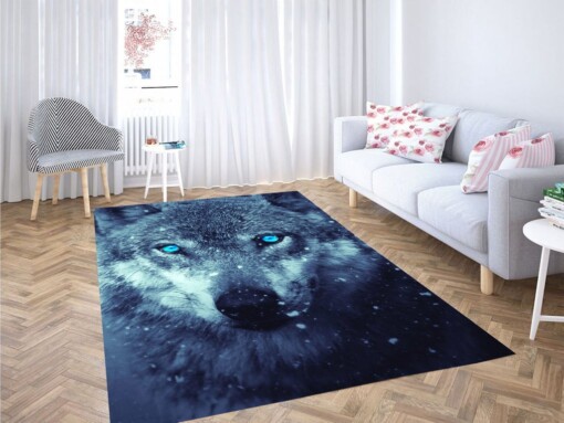 Wolf On A Cold Living Room Modern Carpet Rug