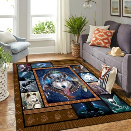Wolf With Wings Brown Mk Carpet Area Rug