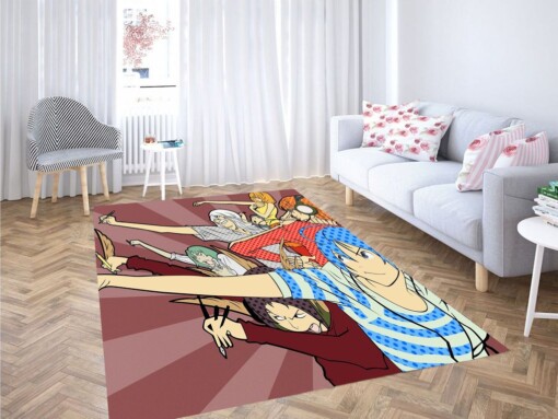 Women Blue Wallpaper Living Room Modern Carpet Rug