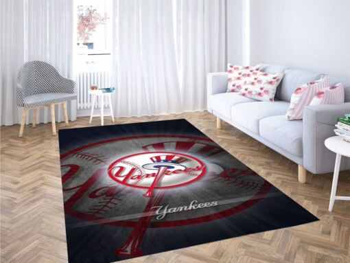 Yankees Baseball Wallpaper Living Room Modern Carpet Rug