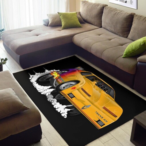 Yellow Firebird Trans Am Dragster Area Rug